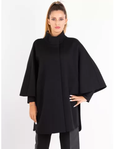 Aldo Colombo black thick merino wool cape cloak coat