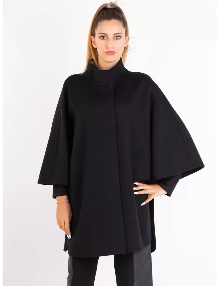 Aldo Colombo black thick merino wool cape cloak coat Aldo Colombo black thick merino wool cape cloak coat