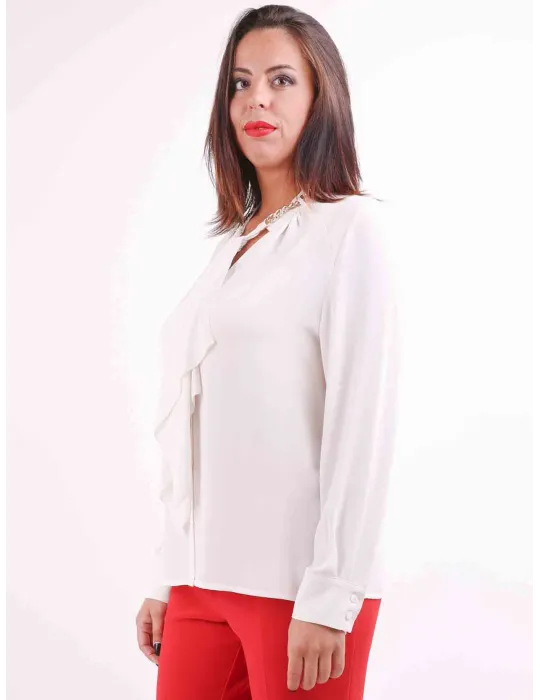Piero Moretti milky white silk shirt with scarf