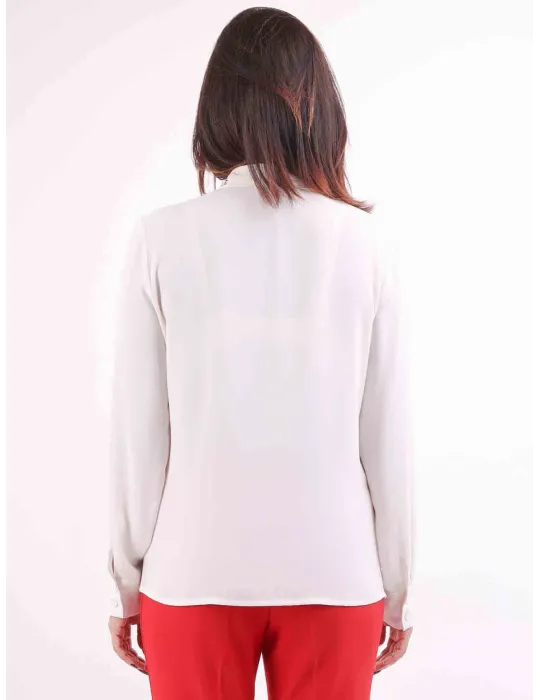 Piero Moretti milky white silk shirt with scarf