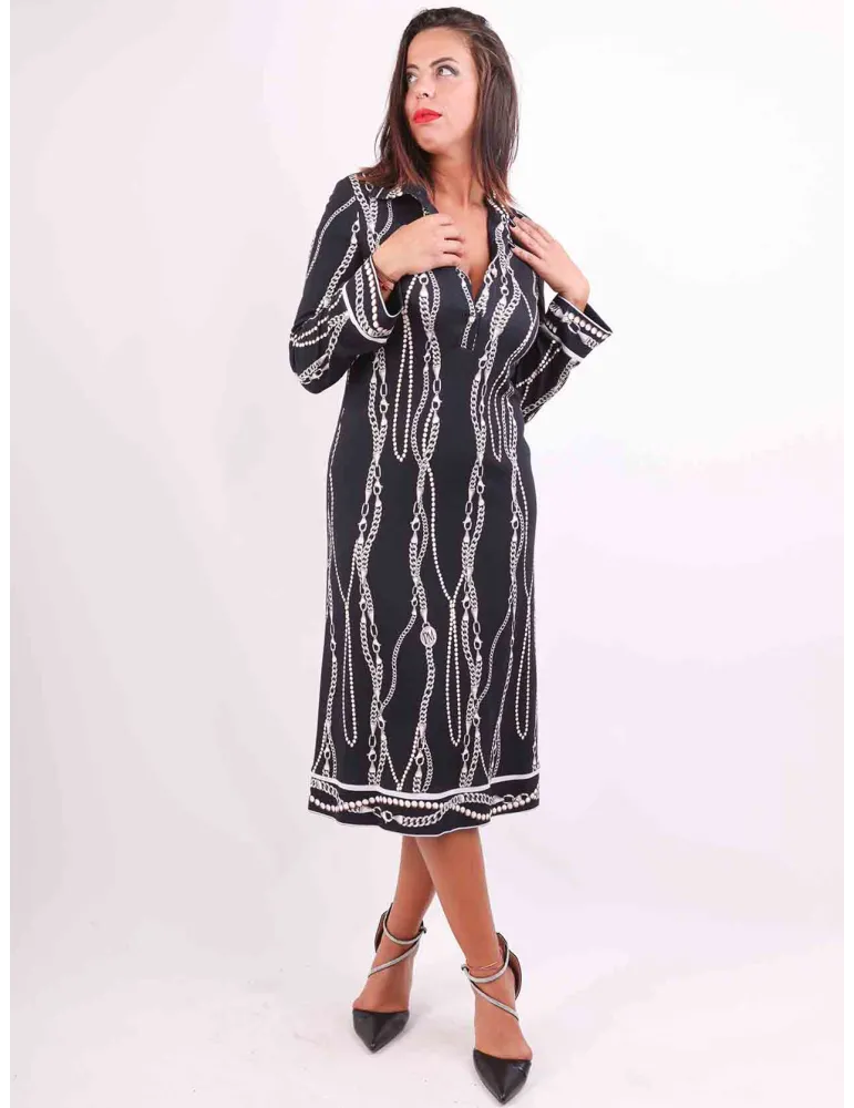 Piero Moretti Black and white tunic midi polo formal dress
