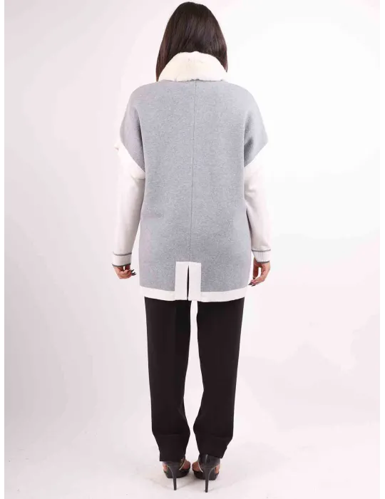 Piero Moretti | White and grey double wool waistcoat with fur collar