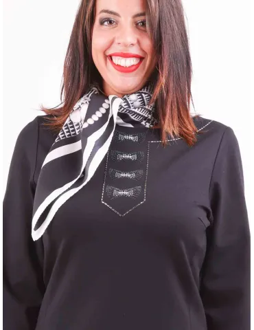 Piero Moretti | Foulard seta pura twill bianco e nero pied-de-poule