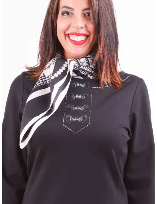 Piero Moretti | Foulard seta pura twill bianco e nero pied-de-poule Piero Moretti | Foulard seta pura twill bianco e nero pied-de-poule