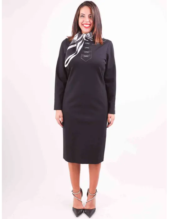 Piero Moretti black midi formal sheath dress with rhinestones Piero Moretti black midi formal sheath dress with rhinestones