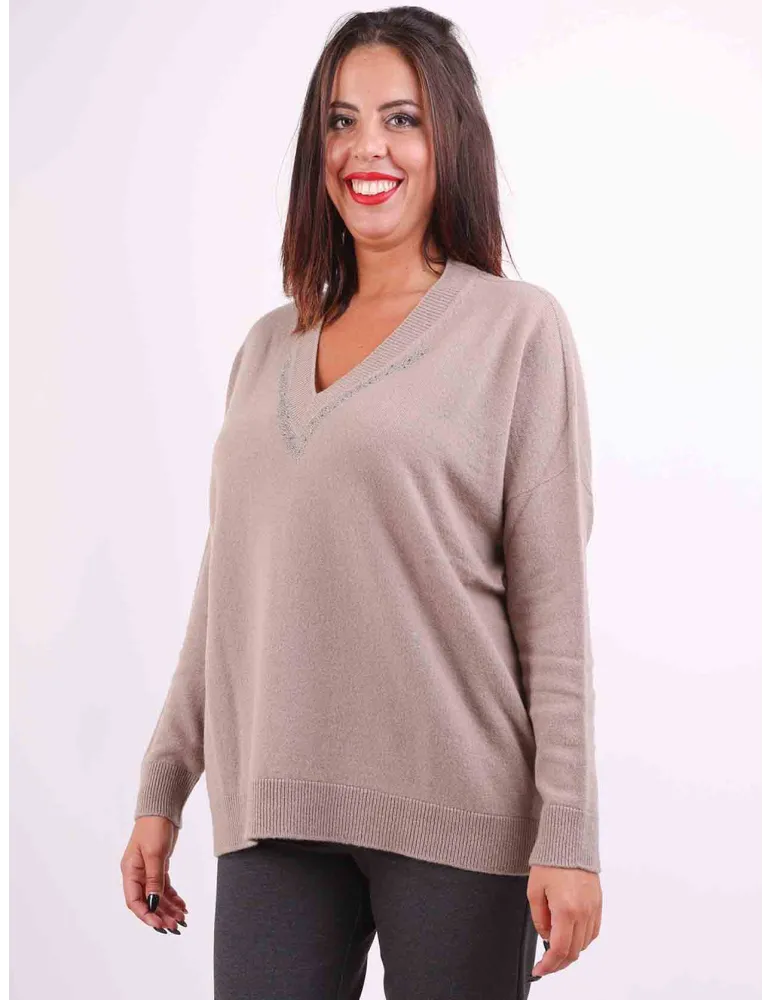 Melange brown golden sequin wool kimono sweater