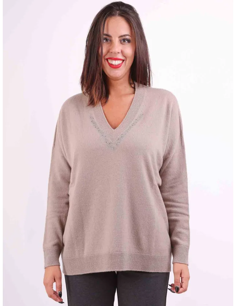 Melange brown golden sequin wool kimono sweater Melange brown golden sequin wool kimono sweater