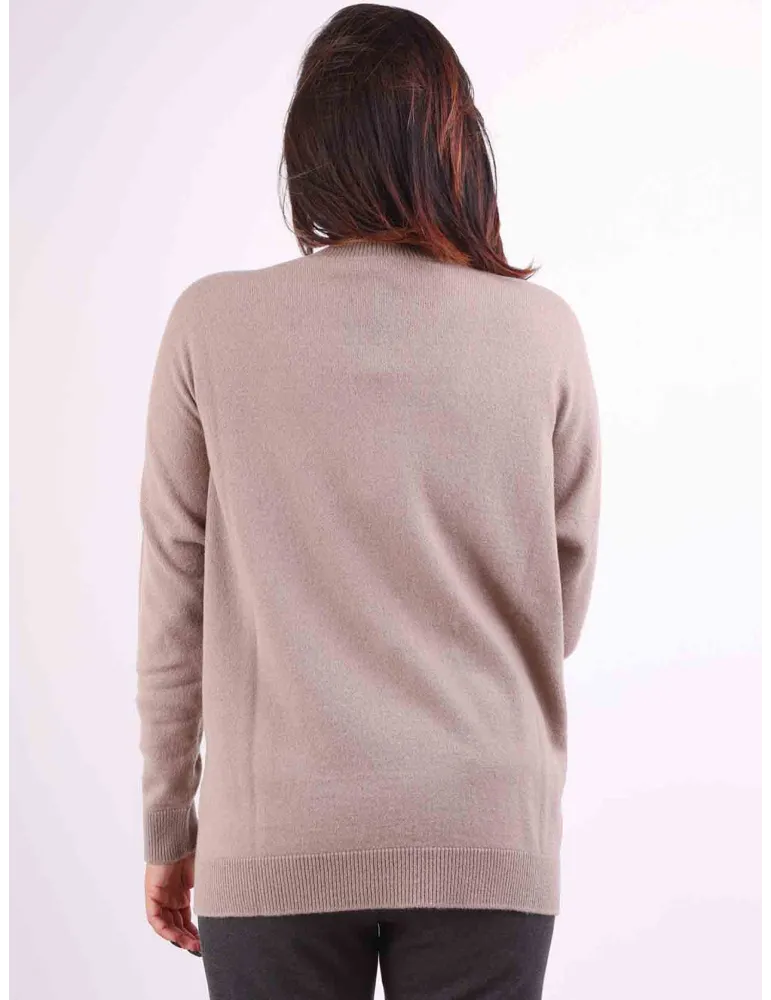 Melange brown golden sequin wool kimono sweater