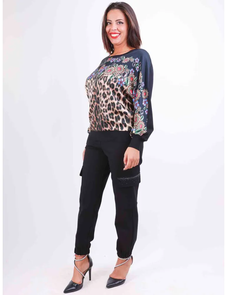 Mercuriali Spots and jewels printed kimono silk blouse
