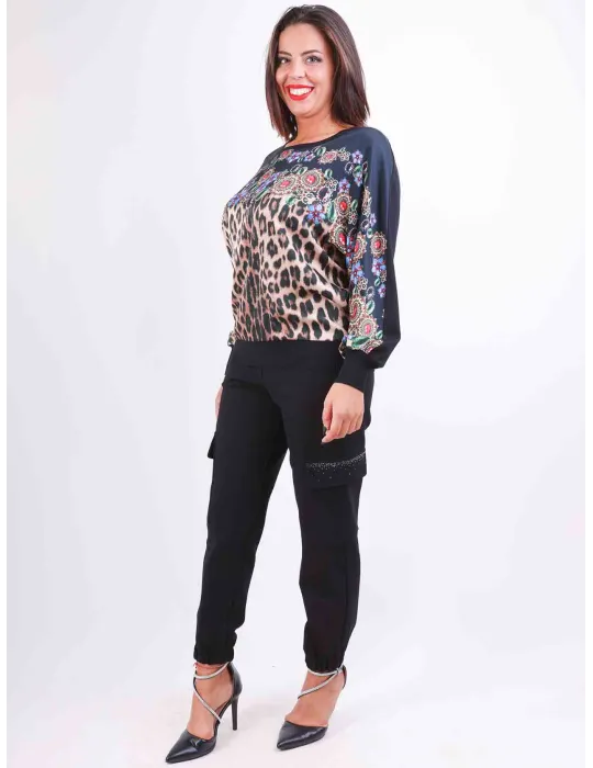 Francesca Mercuriali | Plus size animal printed kimono silk blouse