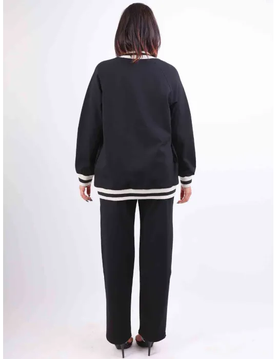 Francesca Mercuriali | Black and gold hoodie tracksuit with rhinestones