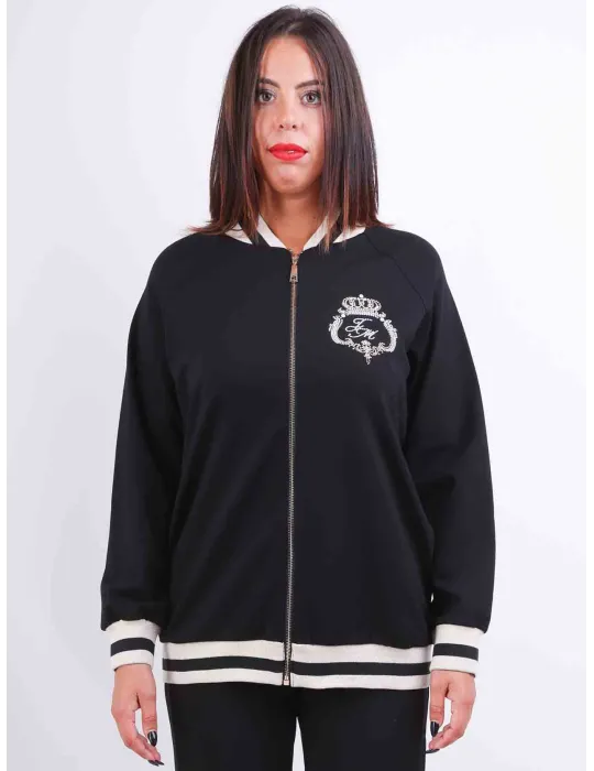 Francesca Mercuriali | Black and gold hoodie tracksuit with rhinestones