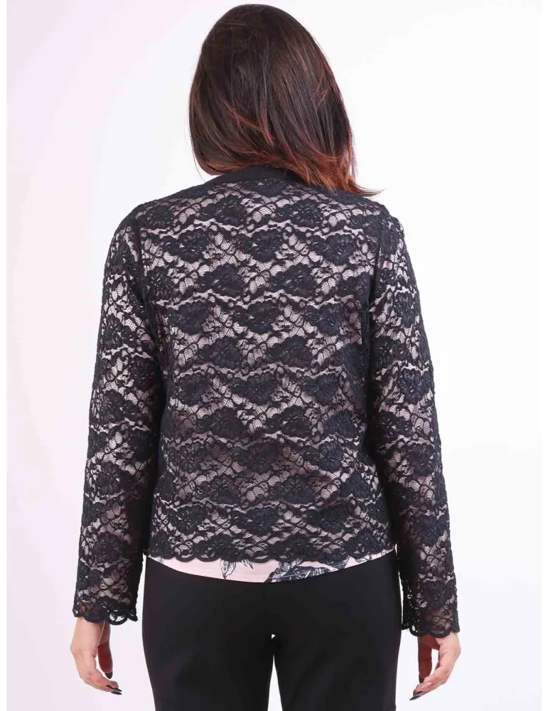 Twinset seta rosa con pizzo nero Francesca Mercuriali fino alla tg 60