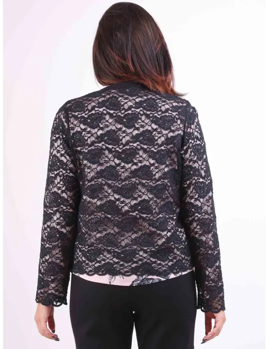 Twinset seta rosa con pizzo nero Francesca Mercuriali fino alla tg 60