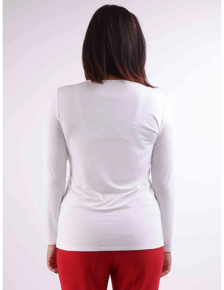 Francesca Mercuriali | Plus size white t-shirt with lace and rhinestones