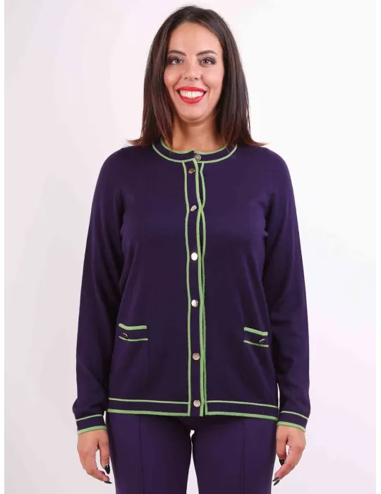 Mercuriali purple and green merino wool cardigan jacket Mercuriali purple and green merino wool cardigan jacket