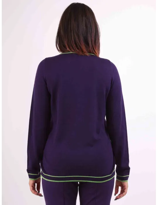 Mercuriali purple and green merino wool cardigan jacket