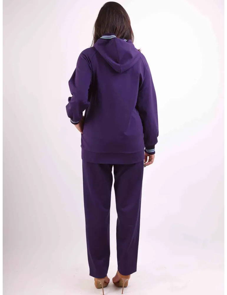 Francesca Mercuriali | Tuta viola con strass verdi fino alla taglia 58