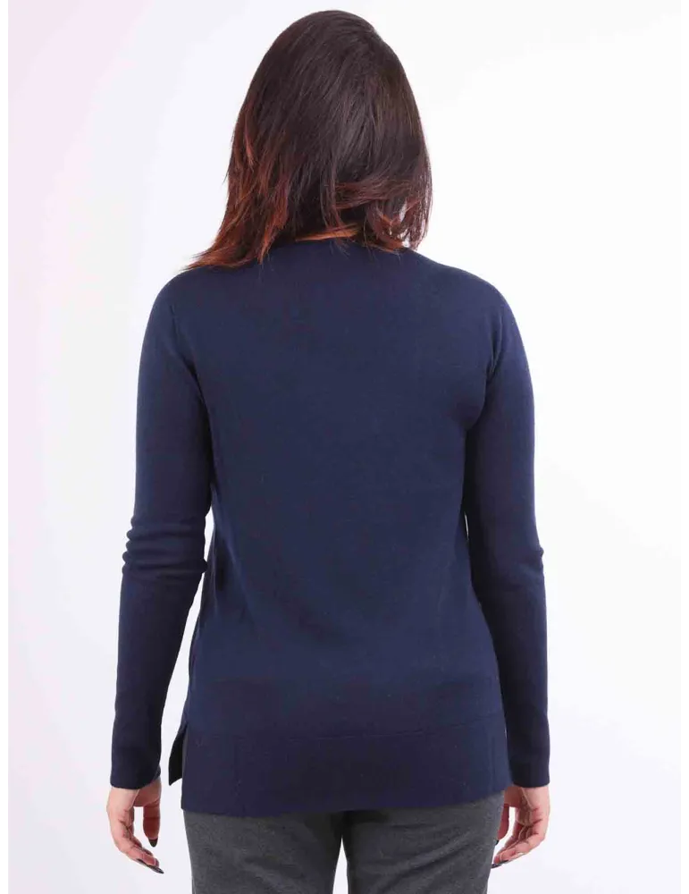 Francesca Mercuriali dark blue merino wool V sweater