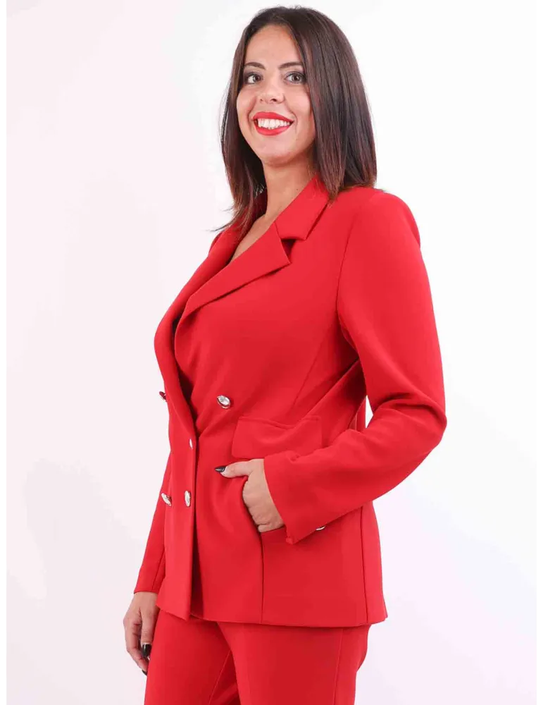 Aldo Colombo Italy | Red merino wool and silk formal trousers suit