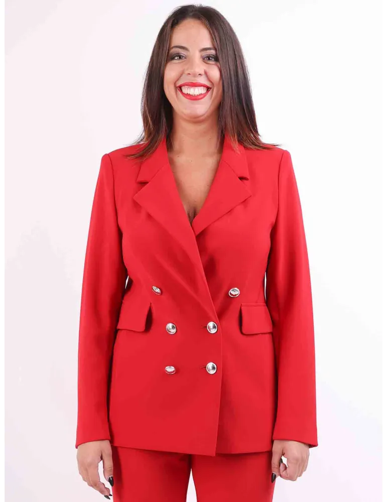 Aldo Colombo Online | Tailleur rosso giacca doppio petto e pantaloni