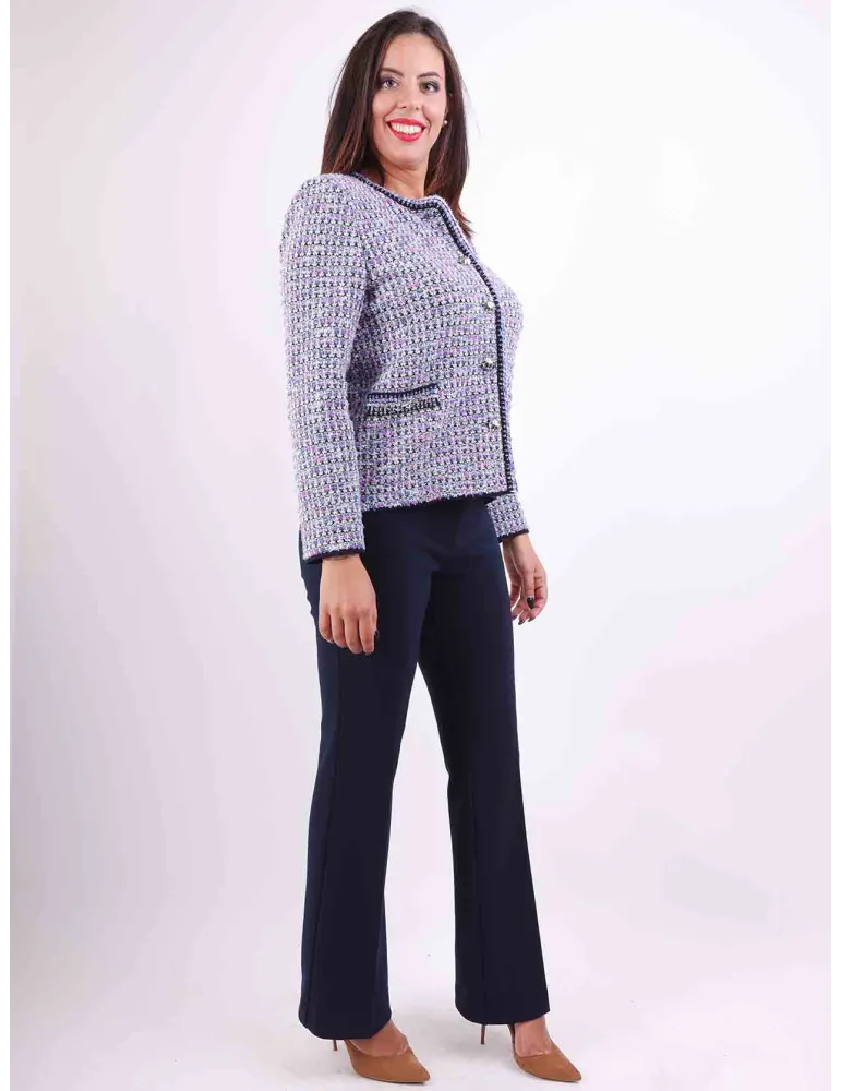 Aldo Colombo white lilac and blue tweed wool jacket