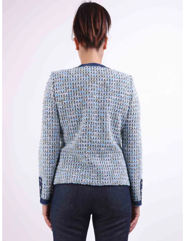 Aldo Colombo white and denim blue tweed wool jacket