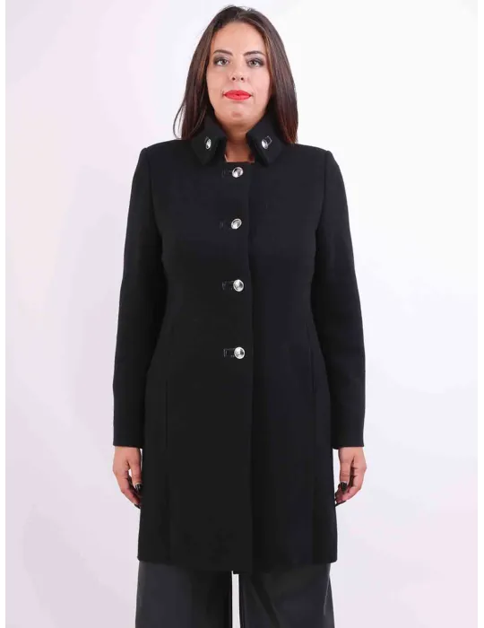 Aldo Colombo Italy | Black thick merino wool coat for ladies Aldo Colombo Italy | Black thick merino wool coat for ladies