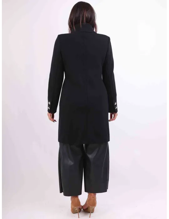 Aldo Colombo Italy | Black thick merino wool coat for ladies