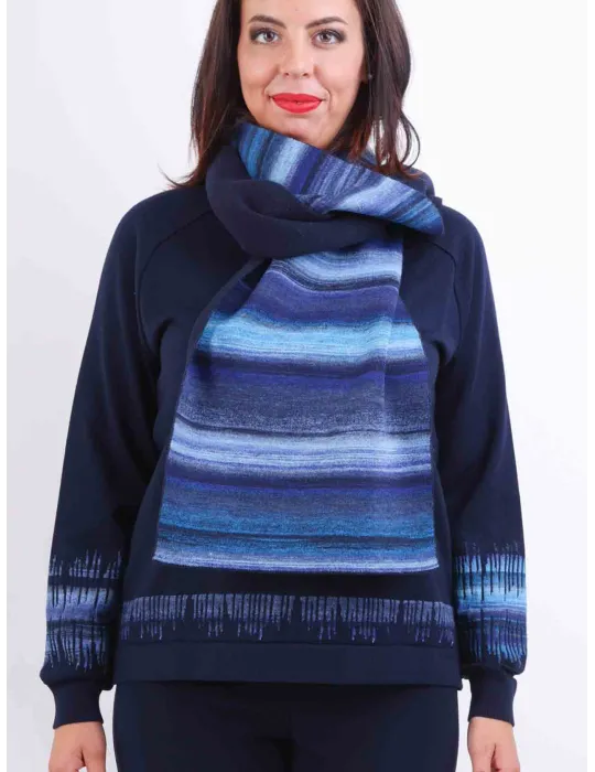 Aldo Colombo blue merino wool and alpaca thick wool scarf | Buy online