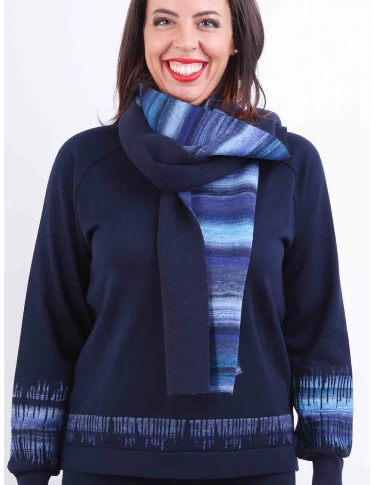 Maglieria Aldo Colombo | Sciarpa double lana e alpaca azzurra e blu Maglieria Aldo Colombo | Sciarpa double lana e alpaca azzurra e blu