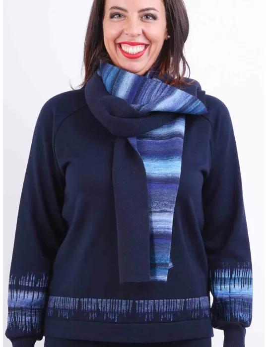 Maglieria Aldo Colombo | Sciarpa double lana e alpaca azzurra e blu Maglieria Aldo Colombo | Sciarpa double lana e alpaca azzurra e blu