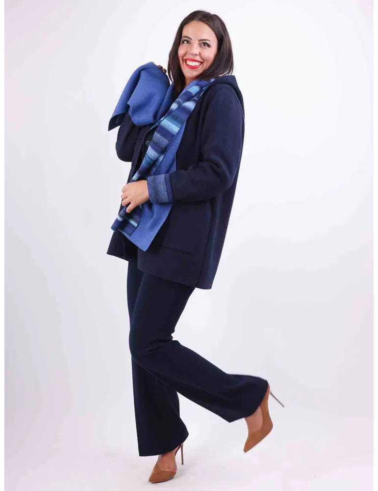 Aldo Colombo blue merino wool and alpaca thick wool scarf | Buy online