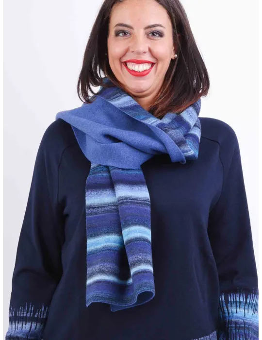 Aldo Colombo blue double wool and alpaca thick tricot scarf Aldo Colombo blue double wool and alpaca thick tricot scarf