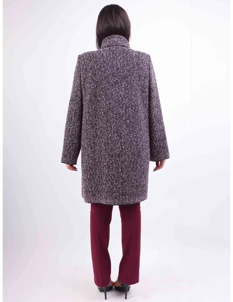 Colombo Pink and black tweed wool formal long jacket coat