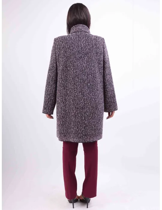Aldo Colombo Plus size knitted tweed wool pink black coat long jacket