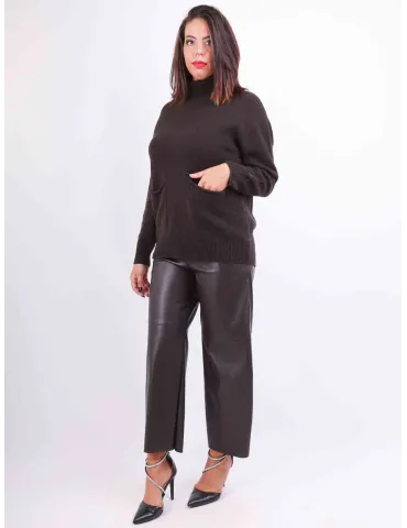 Melange brown golden sequin wool kimono sweater 2
