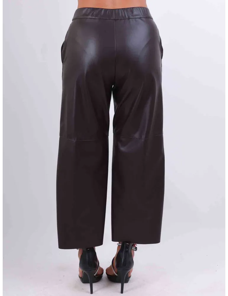 Rubamori Italy brown faux leather stylish palazzo trousers