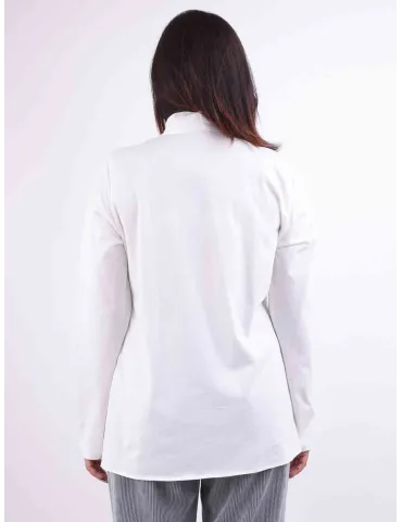 Rubamori Italy | V-neck with scarf white shirt silk front | Plus sizes 2