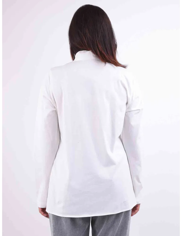 Rubamori Italy | V-neck with scarf white shirt silk front | Plus sizes