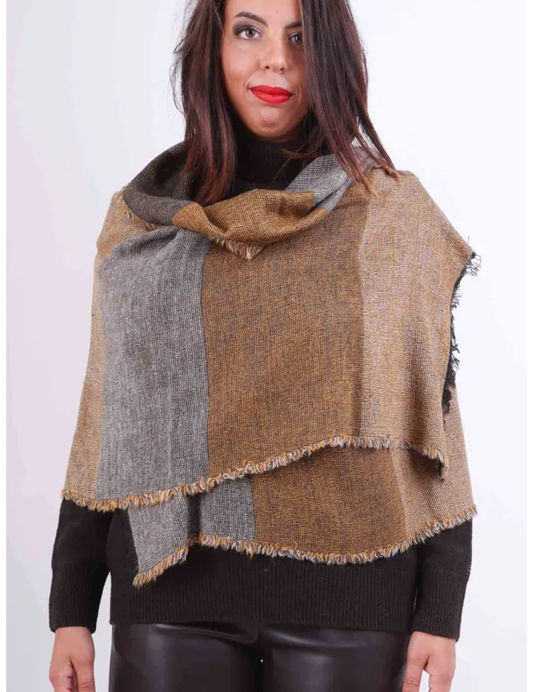 Rubamori Italy |  Brown and yellow merino and alpaca striped scarf Rubamori Italy |  Brown and yellow merino and alpaca striped scarf