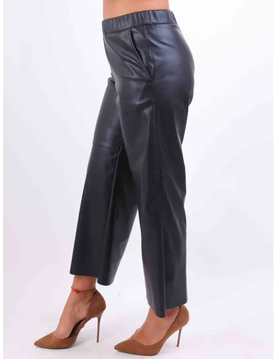 Rubamori Abbigliamento donna | Pantaloni palazzo ecopelle nera