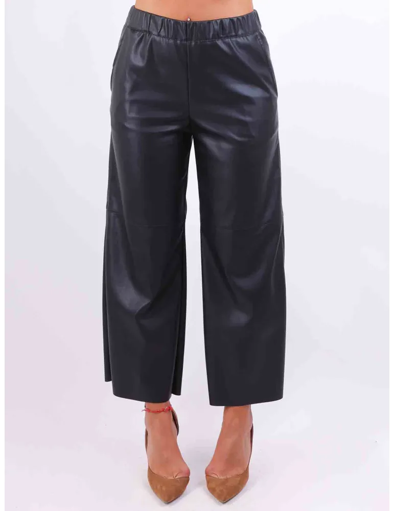 Rubamori Abbigliamento donna | Pantaloni palazzo ecopelle nera Rubamori Abbigliamento donna | Pantaloni palazzo ecopelle nera