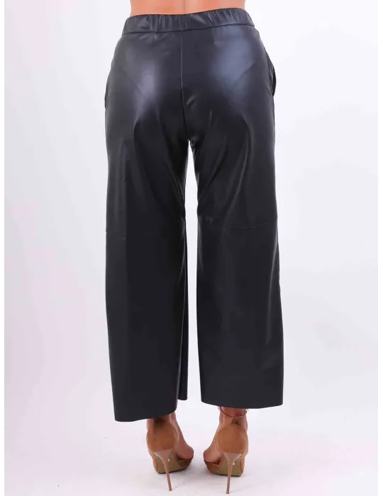 Rubamori Abbigliamento donna | Pantaloni palazzo ecopelle nera