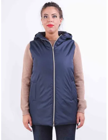 Rubamori dark blue inner camel hooded waistcoat jacket