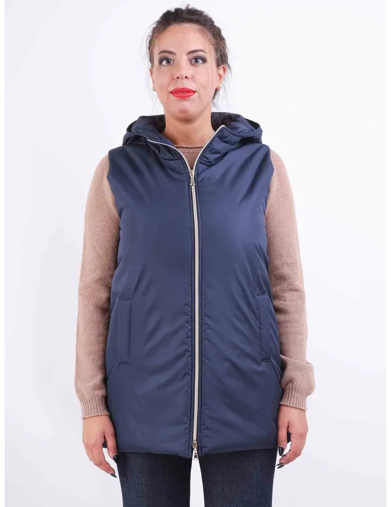 Rubamori dark blue inner camel hooded waistcoat jacket Rubamori dark blue inner camel hooded waistcoat jacket