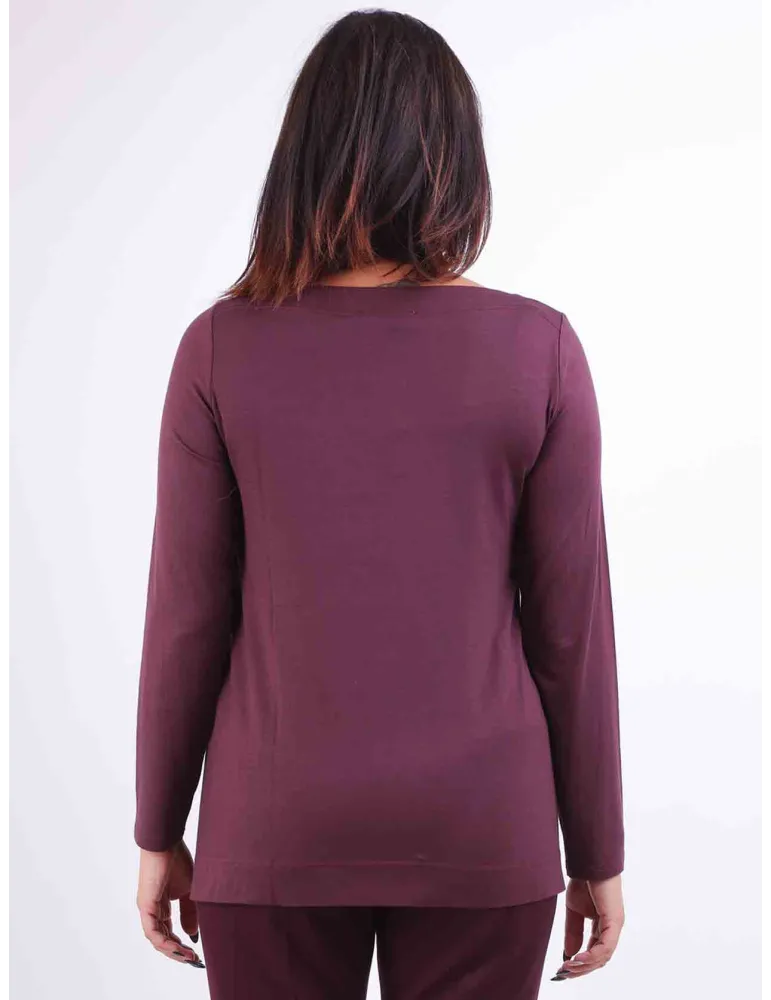 Rubamori plain bordeaux viscose A-shape t-shirt