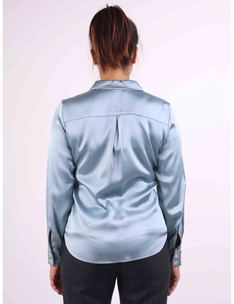 Rubamori light blue silk satin viscose formal shirt