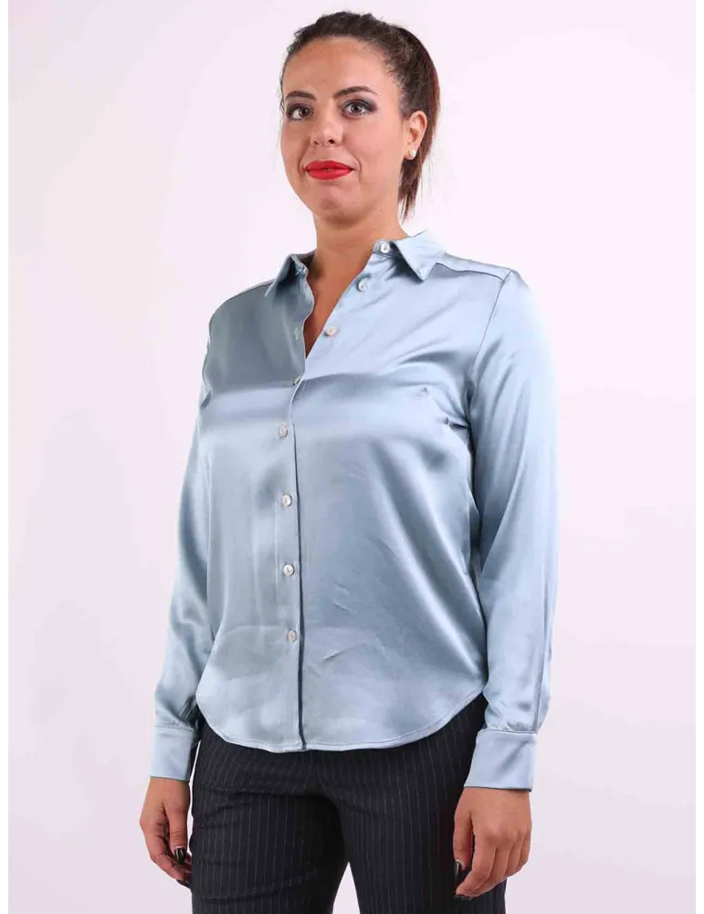 Camicia classica raso di viscosa celeste anice fino alla 54 | Rubamori Camicia classica raso di viscosa celeste anice fino alla 54 | Rubamori
