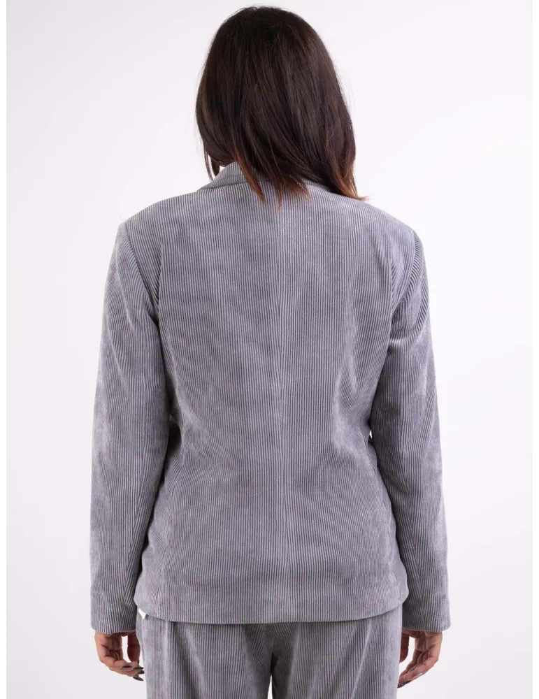 Volpato pearl grey velvet suit blazer jacket